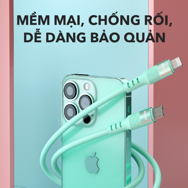 Cáp sạc nhanh dây silicon cho iPhone ACOME ACL-010S - Xanh