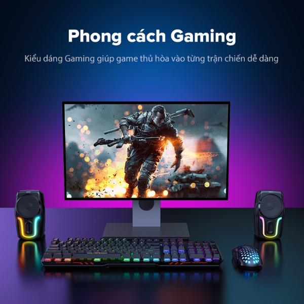 Loa gaming LED RGB 16 triệu màu ACOME A12 - Đen