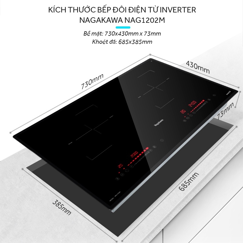 Bếp đôi điện từ Nagakawa NAG1202M