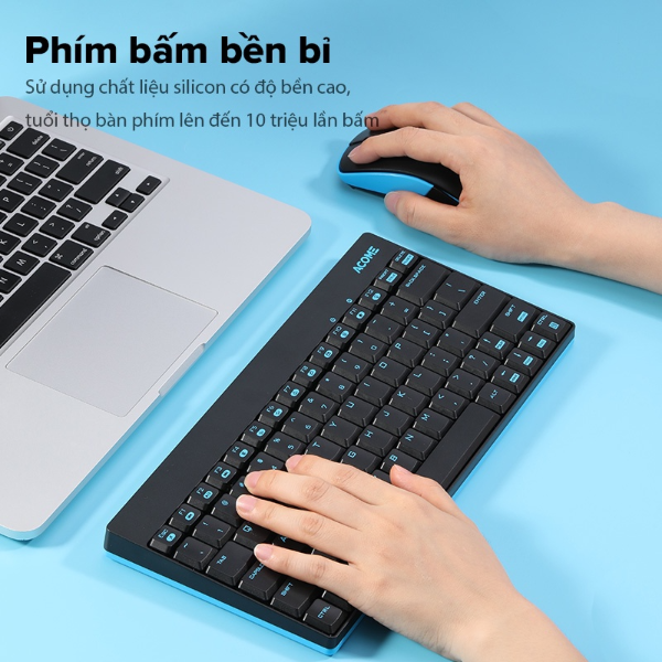 Bộ chuột và bàn phím không dây mini ACOME AKM2000 - Đen