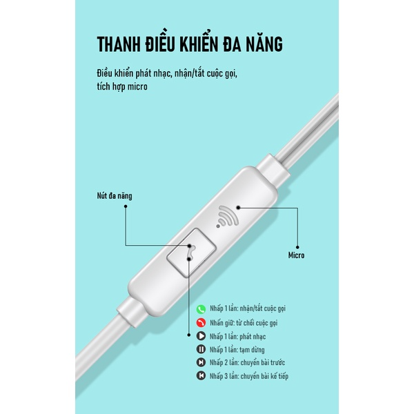 Tai nghe có dây in-ear ROBOT RE801 - Trắng