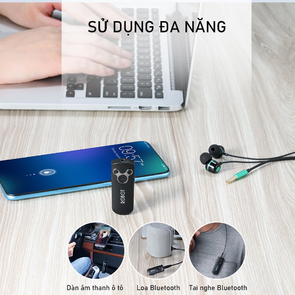 Bộ thu phát nhạc ROBOT RS10 Bluetooth 5.0 - Jack AUX 3.5mm - Đen