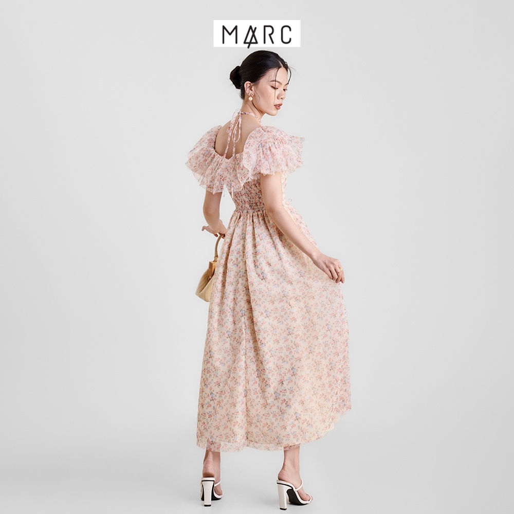 [HCM] Đầm maxi nữ MARC FASHION hoa lưới trễ vai smocking lưng TRVH0404