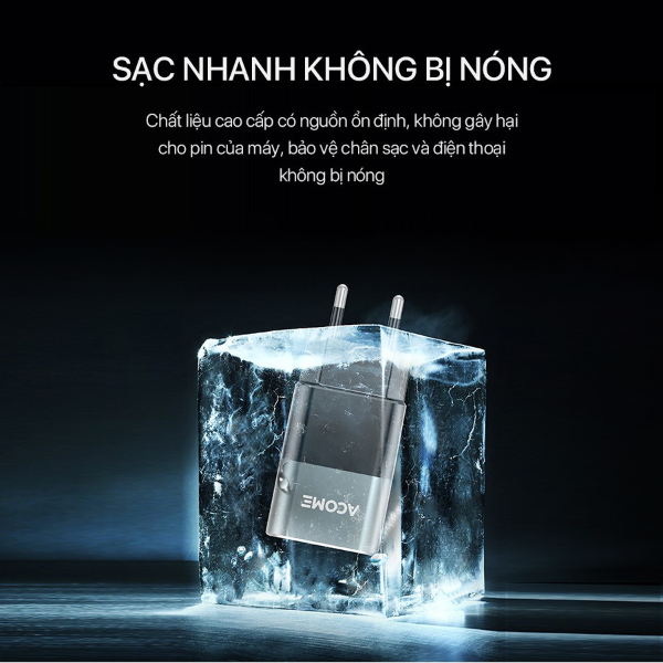 Củ sạc nhanh 1 cổng USB ACOME AC01 - Xám, đen