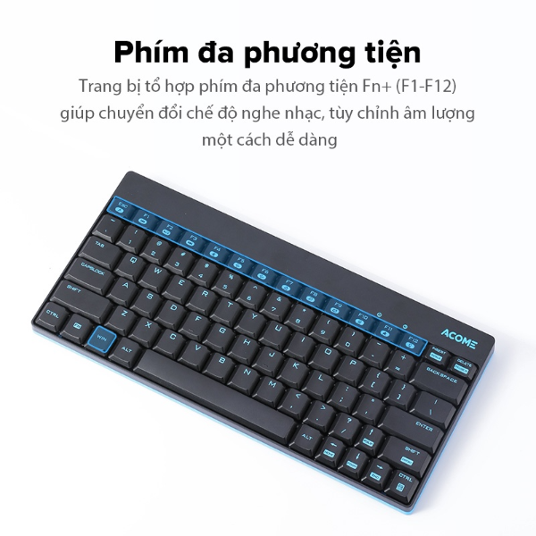 Bộ chuột và bàn phím không dây mini ACOME AKM2000 - Đen