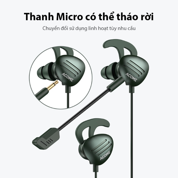 Tai nghe gaming in-ear ACOME AE100 - Xanh lá