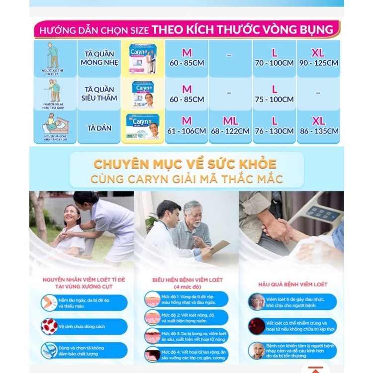 Tã quần người lớn Caryn mỏng nhẹ M16