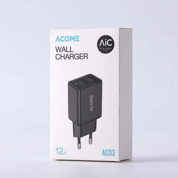 Củ sạc 2 cổng USB sạc nhanh 2.4A ACOME AC03 - Trắng