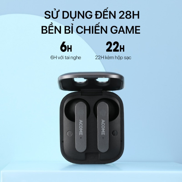 Tai nghe Bluetooth TWS gaming ACOME Airdots T3 - Xám đen