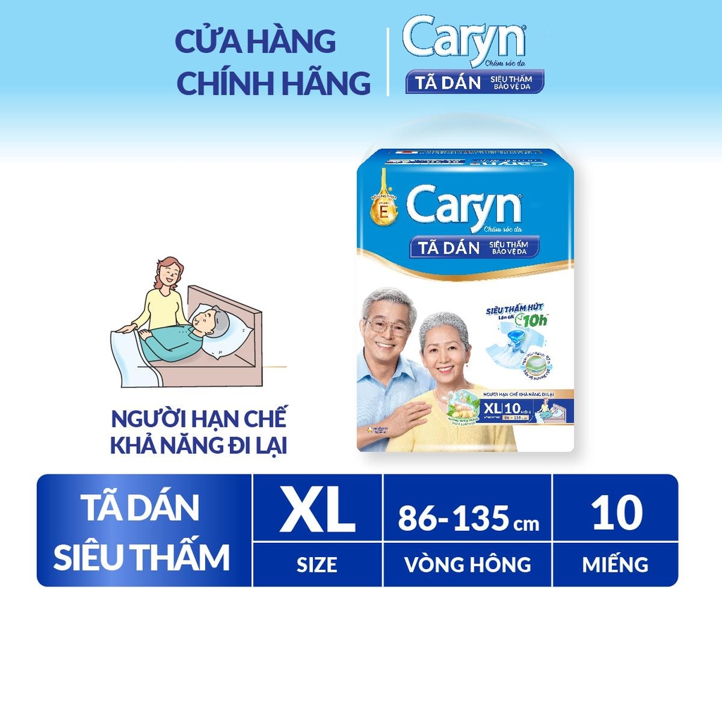 Caryn Tã Dán XL10 Siêu Thấm Dành Cho Người Hạn Chế Khả Năng Đi Lại