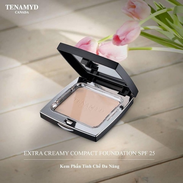 Kem phấn trang điểm Tenamyd Extra Creamy Compact Foundation #1 Porcelain SPF25 - Hộp 13g