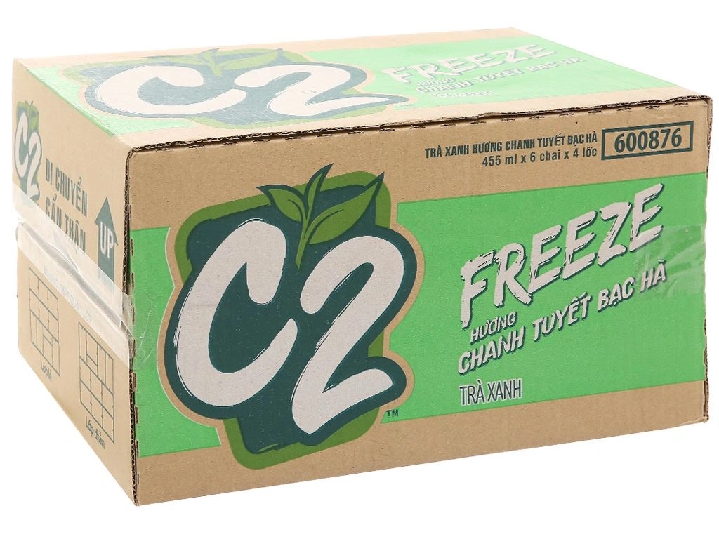 [THÙNG 24 CHAI] C2 Freeze Trà Vị Chanh Tuyết Bạc Hà Chai 455ml