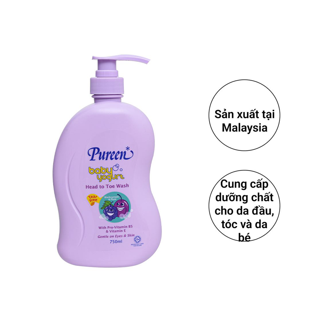 Sữa tắm gội toàn thân cho bé Pureen hương nho đen & mận 750ml