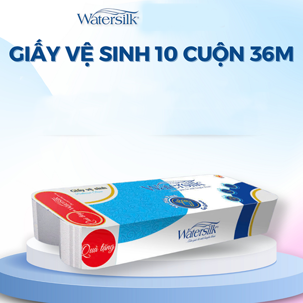 Giấy Vệ Sinh Watersilk 36m, 10 Cuộn Có Lõi Cao Cấp