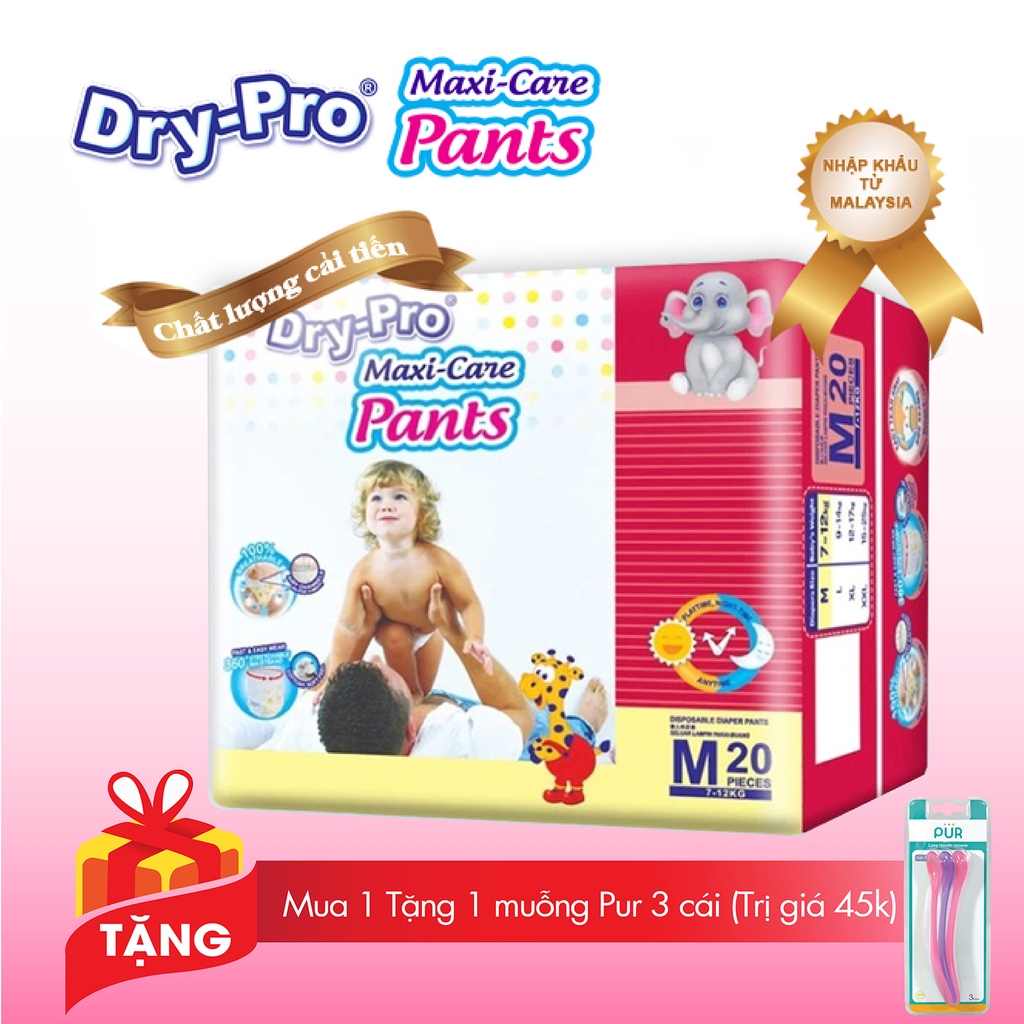 [Tặng 1 bộ muỗng Pur 3 cái] Tã quần Drypro M20