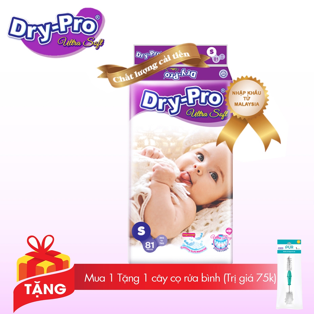 [Tặng 1 cây rửa bình Pur] Tã dán Drypro S81