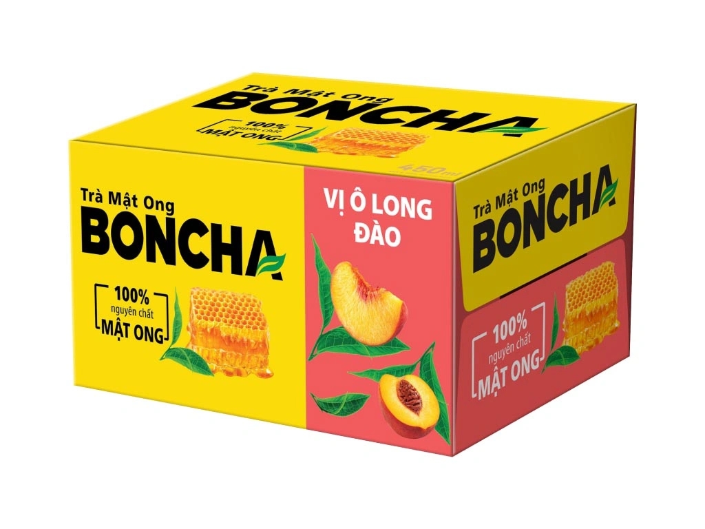 [THÙNG 24 CHAI] Boncha Trà Mật Ong Vị Ô Long Đào Chai 450ml