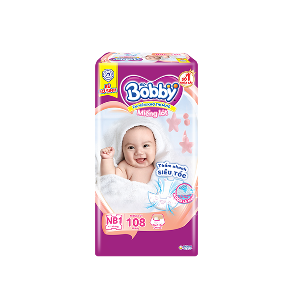 [Tặng 9 miếng] Tã/Bỉm giấy Bobby Newborn 1 - 108 miếng