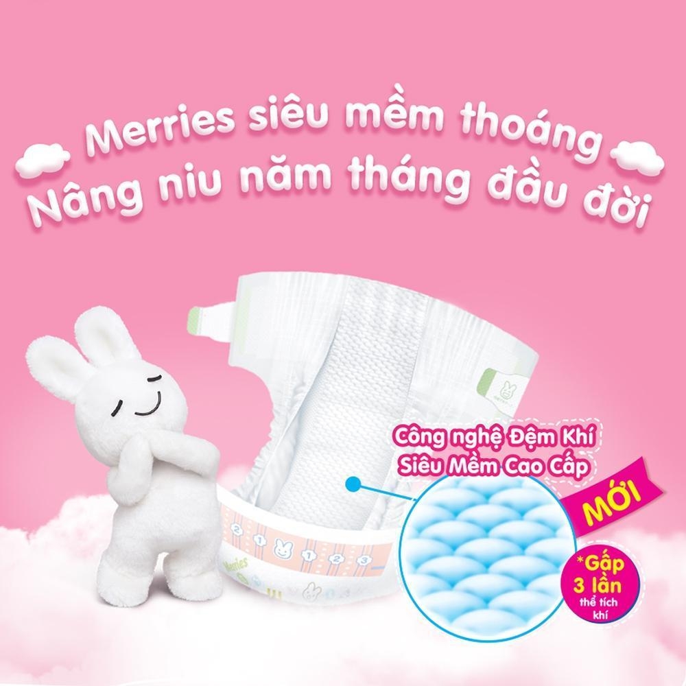 Merries Tã Bỉm dán cộng miếng size NB76+6/S70+6/M56+4