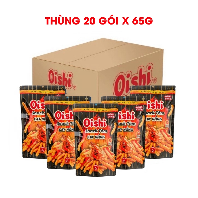 [THÙNG 20] Oishi Snack Tôm Cay Nồng Gói 65g