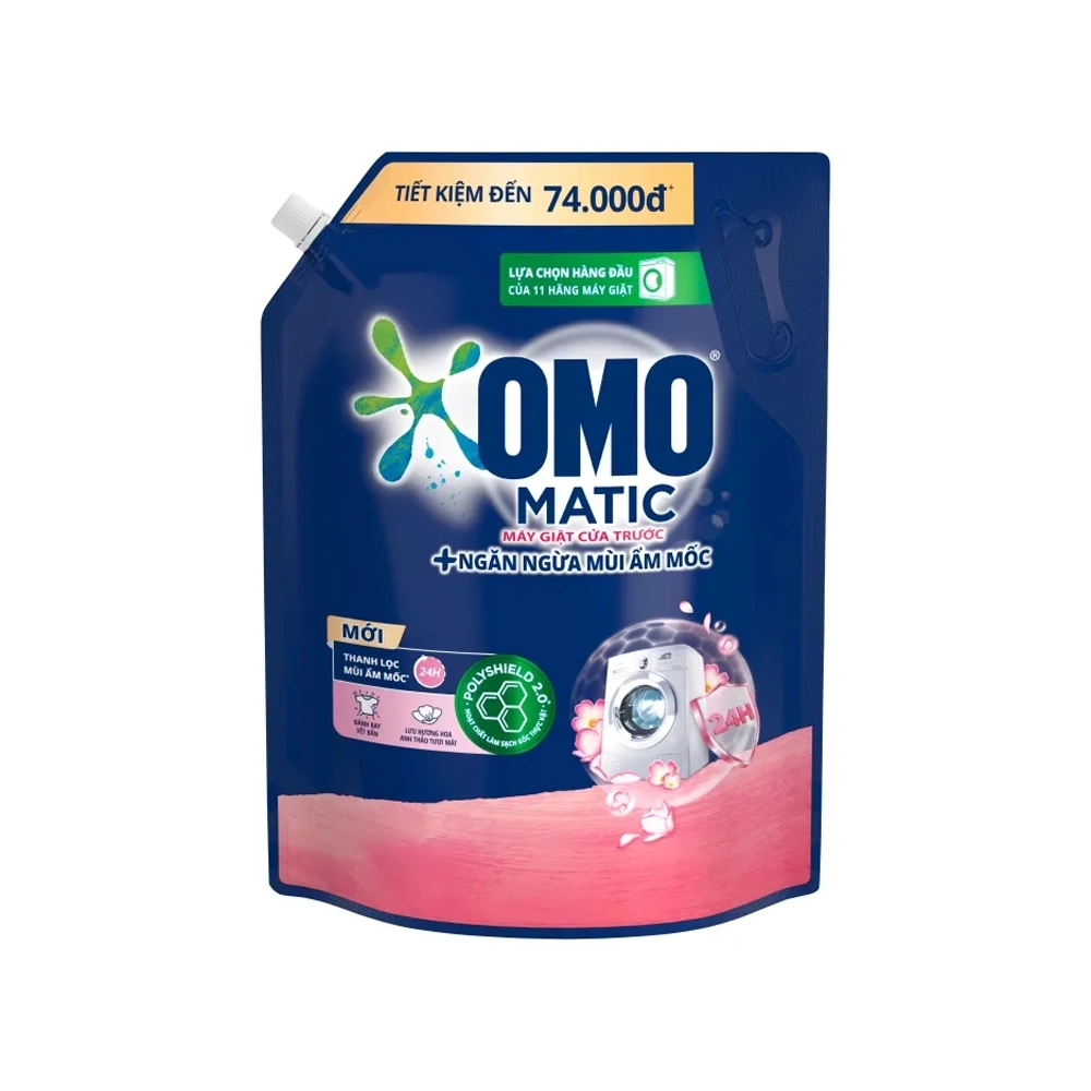 [THÙNG 4 TÚI] Omo Nước Giặt Matic Cửa Trước Ngăn Ngừa Mùi Ẩm Mốc Túi 3.6kg