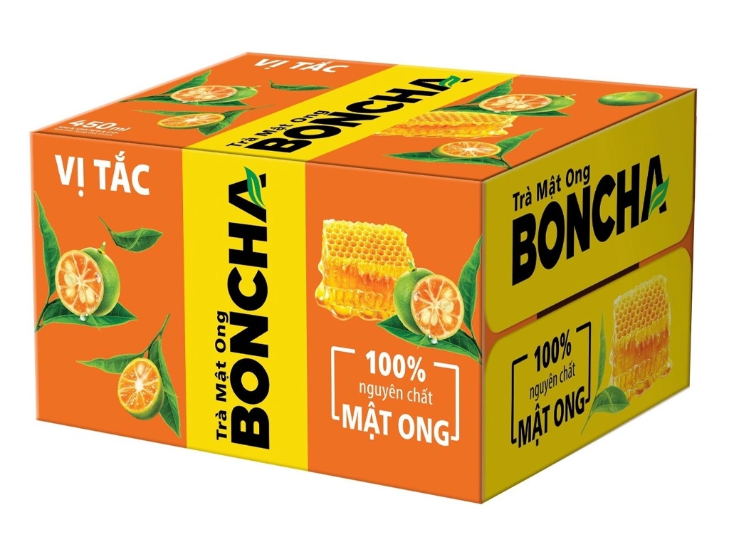 [THÙNG 24 CHAI] Boncha Trà Mật Ong Vị Tắc Chai 450ml