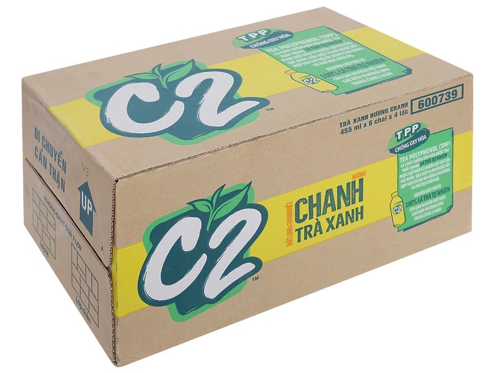 [THÙNG 24 CHAI] C2 Trà Xanh Hương Chanh Chai 455ml