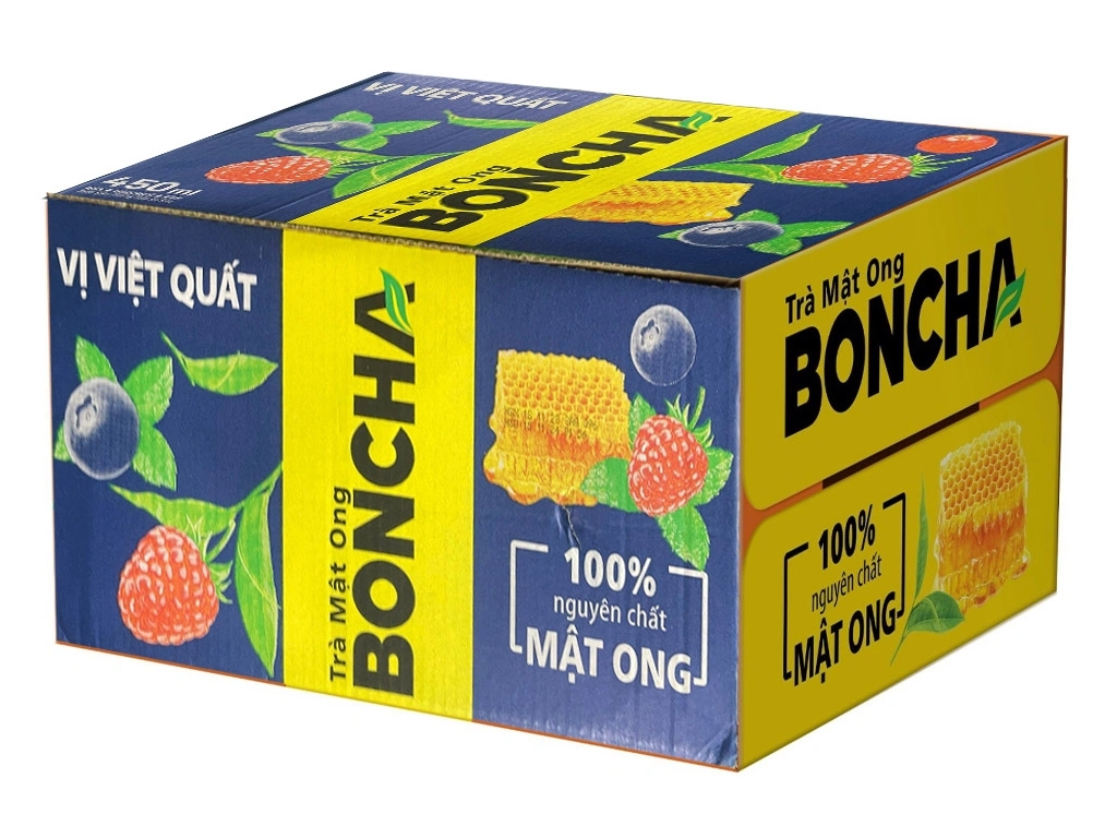 [THÙNG 24 CHAI] Boncha Trà Mật Ong Vị Việt Quất Chai 450ml