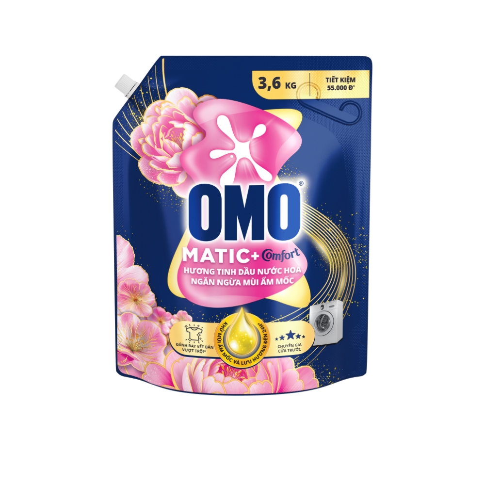 [THÙNG 4 TÚI] Omo Nước Giặt Matic Cửa Trước Ngăn Ngừa Mùi Ẩm Mốc Túi 3.6kg