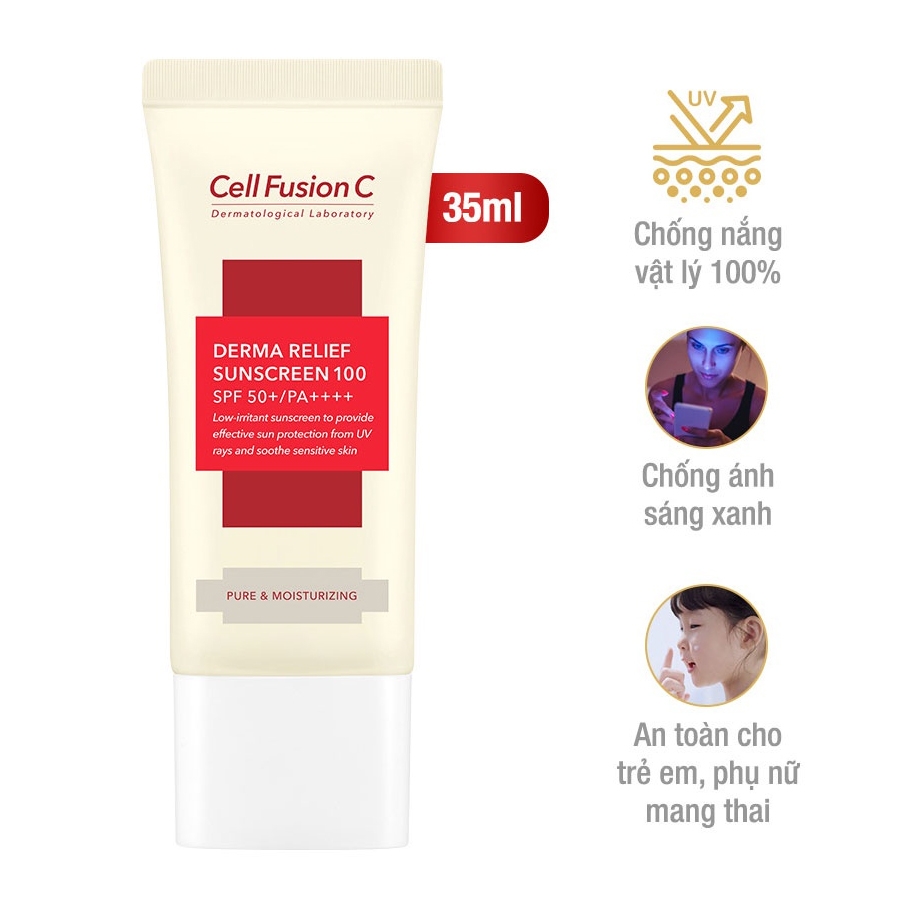 [HCM] Kem chống chống ánh sáng xanh Cell Fusion C Derma Relief Sunscreen 100 SPF50+/PA++++ 35ml