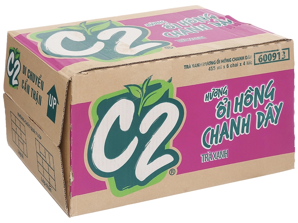 [THÙNG 24 CHAI] C2 Trà Xanh Hương Ổi Hồng Chanh Dây Chai 455ml