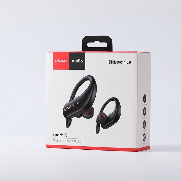 Tai nghe TWS Bluetooth 5.0 VIVAN Sport X chuẩn chống nước IPX5 25h Playtime - Đen