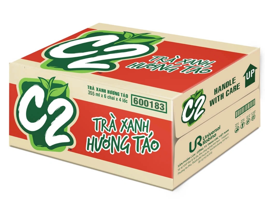[THÙNG 24 CHAI] C2 Trà Xanh Hương Táo Chai 355ml