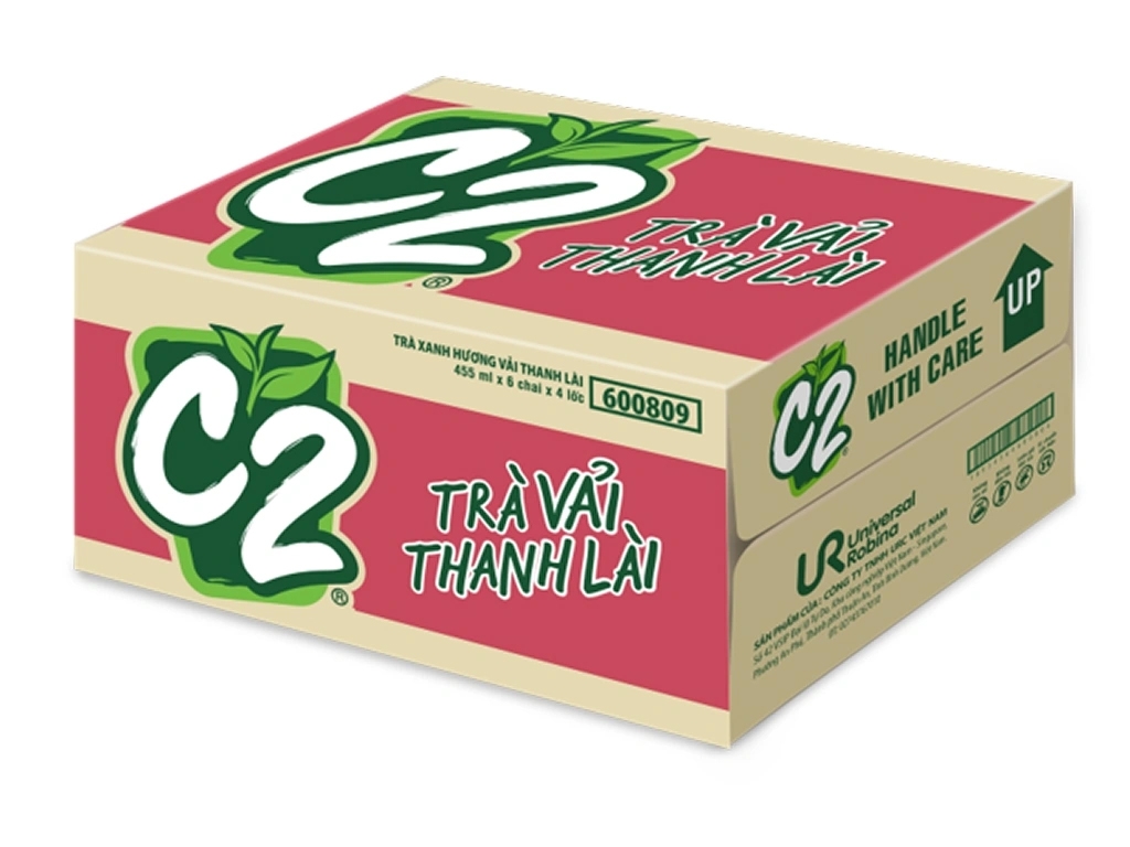 [THÙNG 24 CHAI] C2 Trà Xanh Hương Vải Thanh Lài Chai 455ml