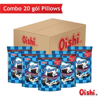 [THÙNG 20] Oishi Pillows Snack Nhân Vị Cookies Và Kem Vani Gói 80g
