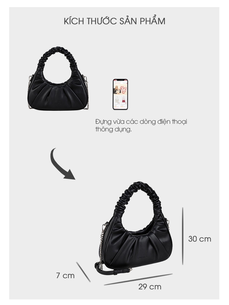 Túi handbag xách tay quai nhún Sablanca HB0129 - Đen
