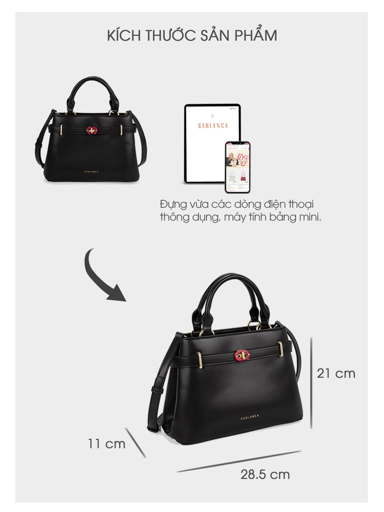 Túi handbag cầm tay đơn giản Sablanca HB0138 - Đen