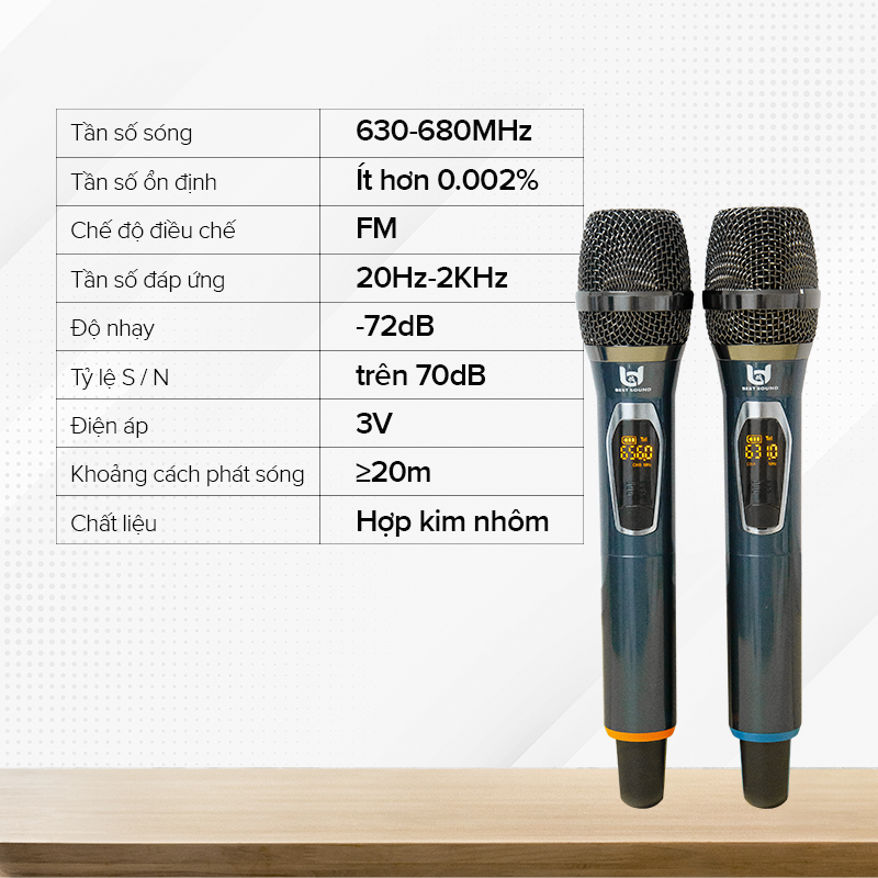 Micro không dây đa năng Best Sound UHF 2 tay U-WR09