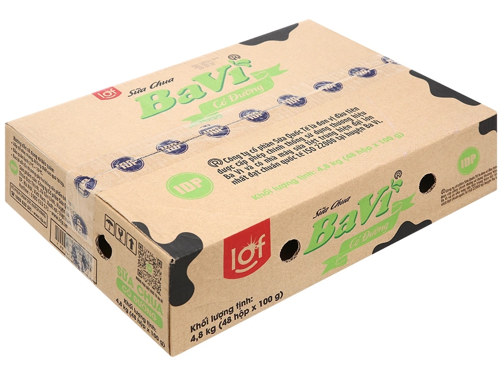 [THÙNG 48 HỘP] Ba Vì Sữa Chua Có Đường Hộp 100g