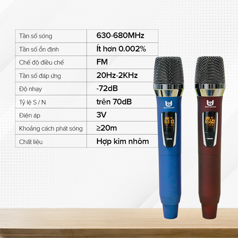 Micro không dây đa năng Best Sound UHF 2 tay U-W301