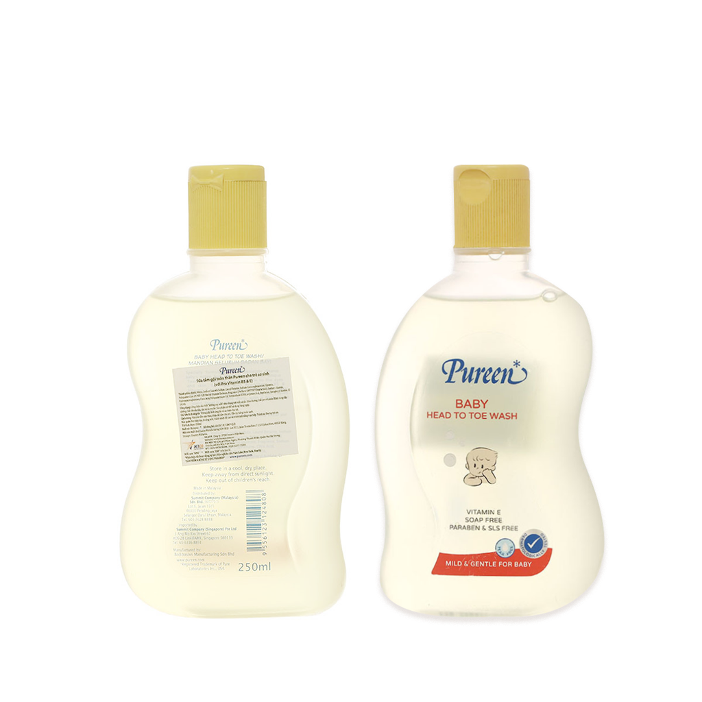 Combo 2 Sữa tắm gội toàn thân cho bé Pureen Vitamin B5 và Vitamin E 250ml