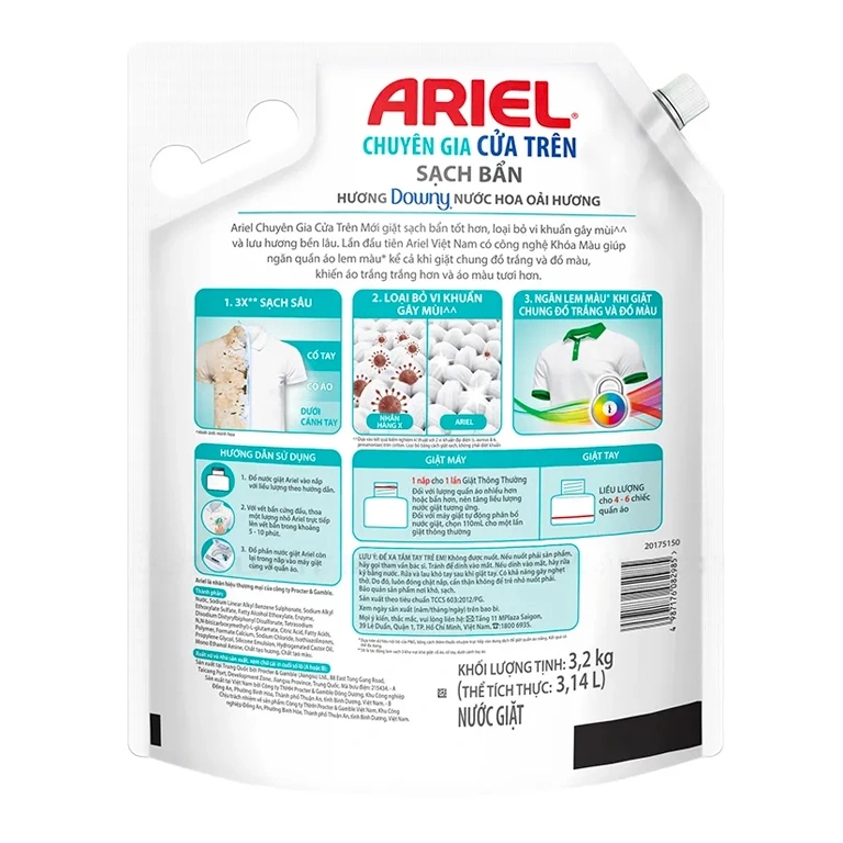 [THÙNG 4 TÚI] Ariel Nước Giặt Chuyên Gia Cửa Trên Hương Downy Nước Hoa Oải Hương Túi 3.2Kg