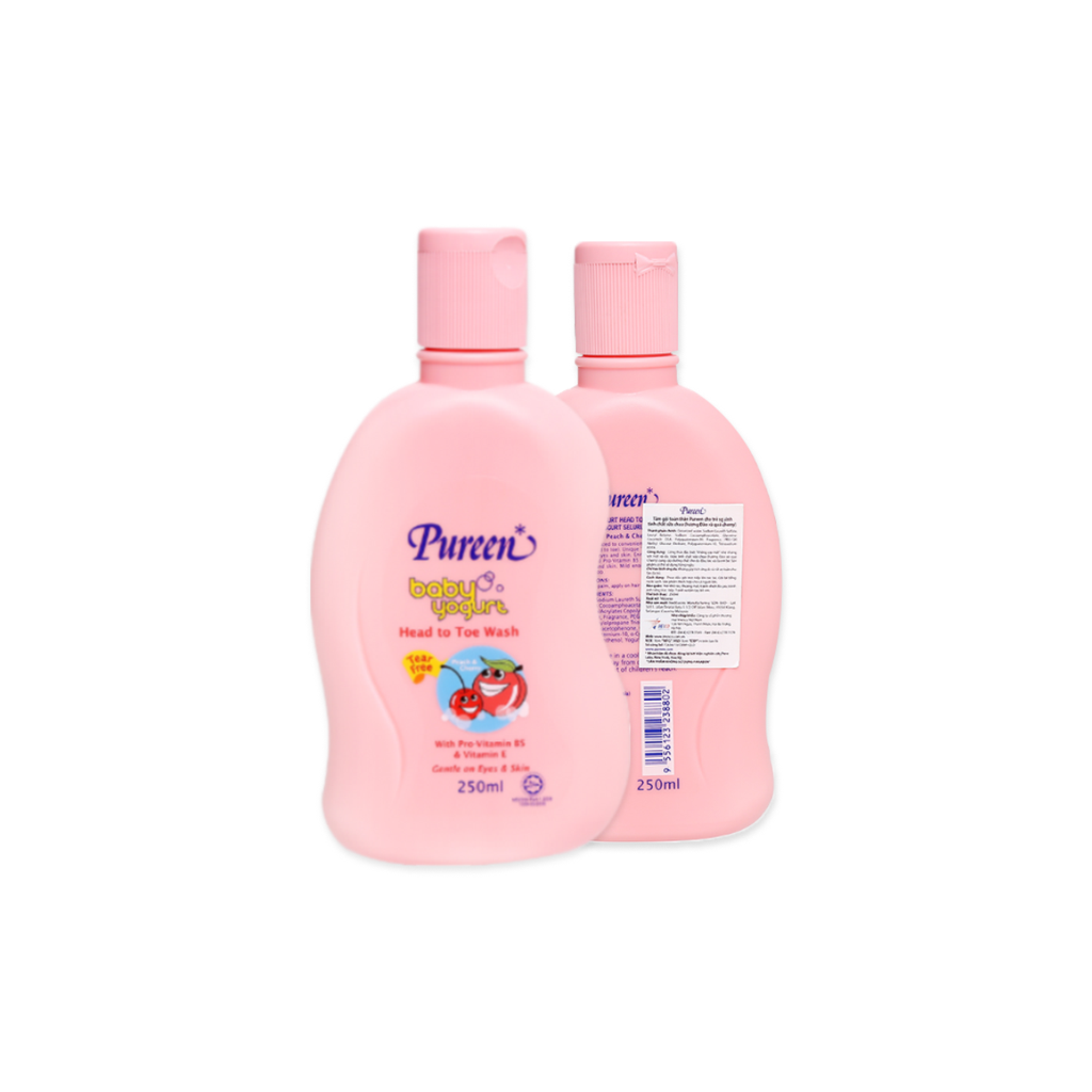Combo 2 Sữa tắm gội toàn thân cho bé Pureen hương đào và cherry 250ml