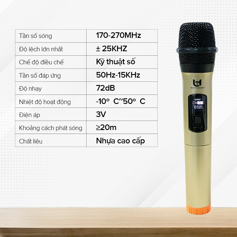 Micro không dây đa năng Best Sound VHF 1 tay V-W003A