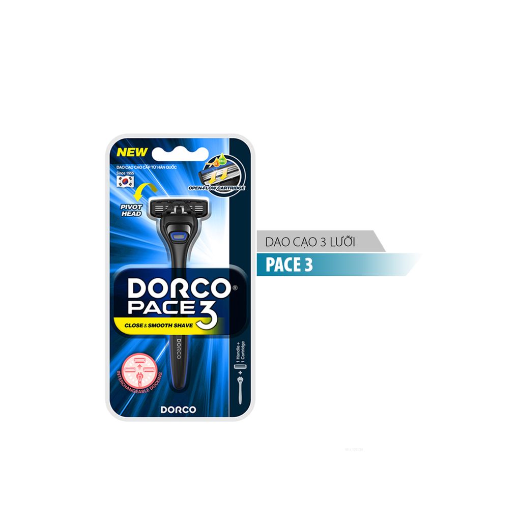 Combo 2 hộp Dao cạo râu 3 lưỡi Dorco Pace 3 TRA 4001-B