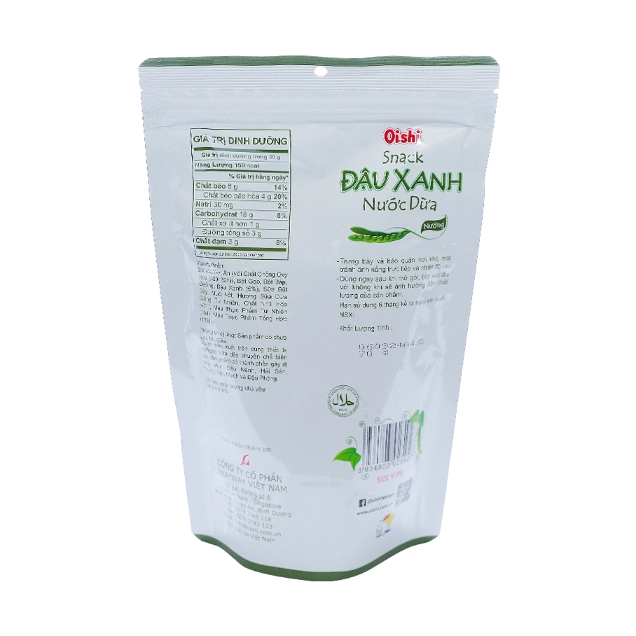 [THÙNG 20] Oishi Snack Đậu Xanh Nước Dừa Gói 65g
