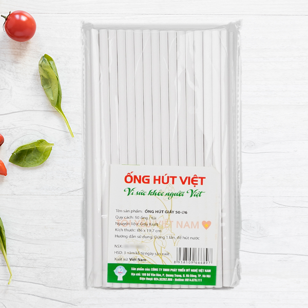 Ống hút giấy Mỹ Nghệ - 50P6 - Gói 50 ống hút