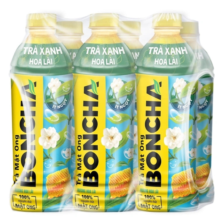 [THÙNG 24 CHAI] Boncha Trà Mật Ong Trà Xanh Hoa Lài Ít Ngọt Chai 450ml