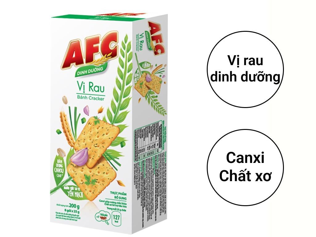 [THÙNG 16 HỘP] AFC Bánh Cracker Dinh Dưỡng Vị Rau Cải Hộp 200g