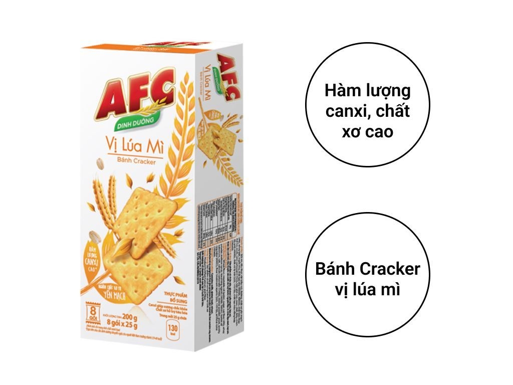 [THÙNG 16 HỘP] AFC Bánh Cracker Dinh Dưỡng Vị Lúa Mì Hộp 200g